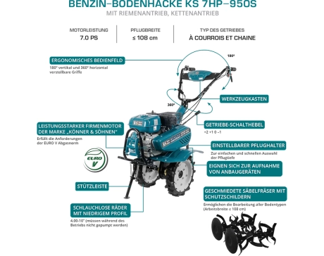 Benzin-Bodenhacke "Könner & Söhnen" KS 7HP-950S