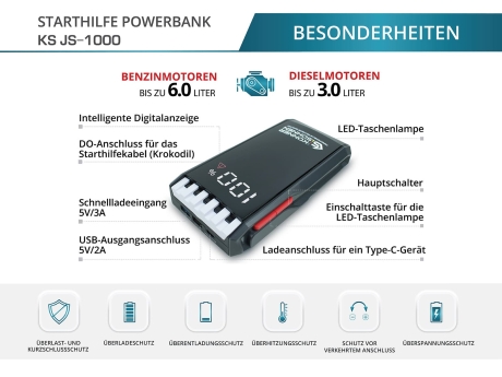 Starthilfe Powerbank KS JS-1000