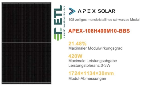 APEX SOLAR Photovoltaik Modul 420W