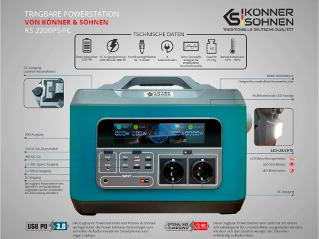 Tragbare Powerstation Könner & Söhnen KS 2200PS-FC