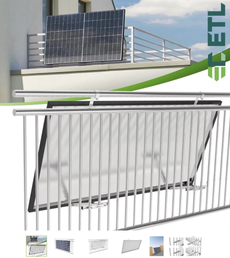 Montageset Balkonkraftwerk Geländer (für ein Modul)