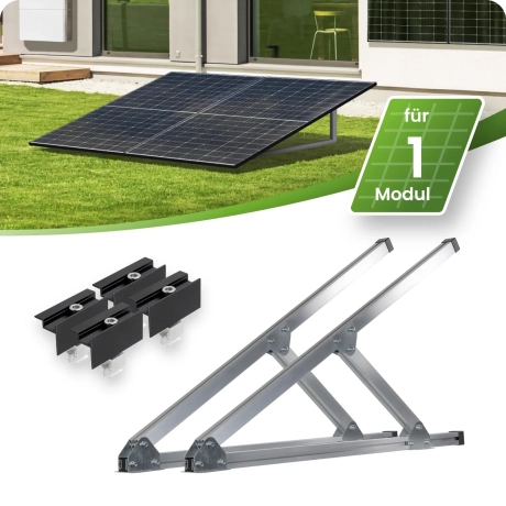 Flachdach- und Boden Montageset für 1 Modul horizontal silber -30mm