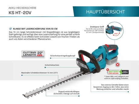 Akku-Heckenschere KS HT-20V